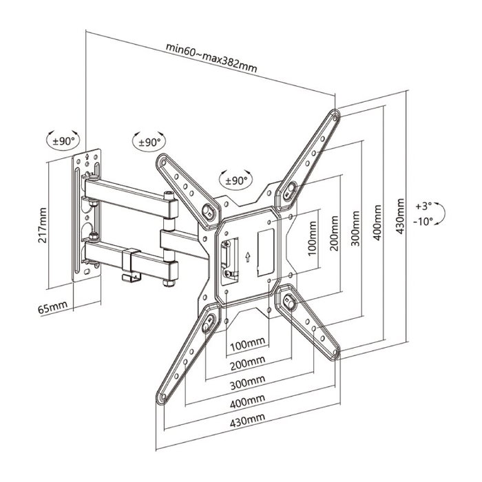 Aisens Soporte de Pared WT55TSE-153 Giratorio e Inclinable para TV de 23-55 pulgadas Aisens Soporte de Pared WT55TSE-153 Giratorio e Inclinable para TV de 23-55 pulgadas